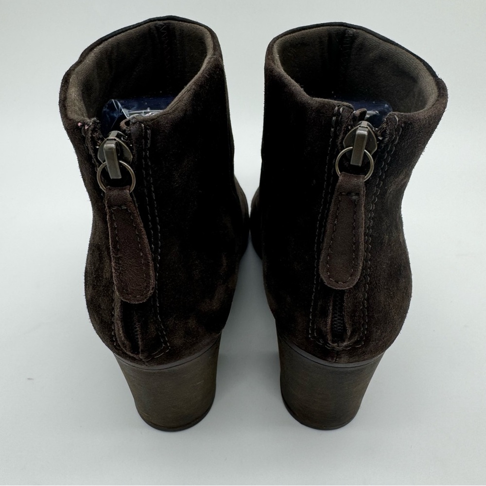 Clarks Genuine Leather Brown Suede Heeled Ankle Boots Size 8.5 - Picture 6 of 13